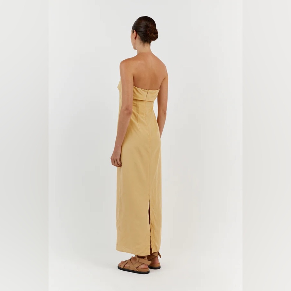 DISSH Strapless Midi Dress in Soft Yellow - Picture 3 of 10